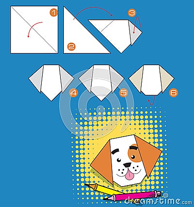 Task is to fold the origami dog Vector Illustration